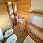 Baño de la cabaña de madera Vistas de 44m²